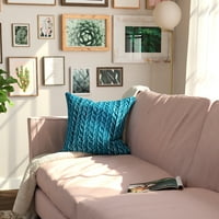 Poklopac jastuka za bacanje, 18 ”18”, plavi, uzorak prešivanja na poli Velvet stvarajući prirodni osjećaj stila