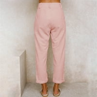 Petite široke hlače za žene za žene Odjeljni džepovi za corduroy obrezane ravne noge elegantne hlače hlače