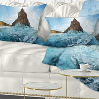 Designart Ice i stijene jezera Baikal - jastuk za bacanje Seascape - 12x20