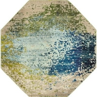 Jedinstveni tkalački tkalački tkalački stad estrella prostirka plava siva 8 'Octagon Sažetak Moderni savršeni
