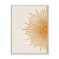 DesignArt 'Orange Sun Print na Beige I' Moderno uokvireno platno zidne umjetničke ispis