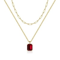 Zlatna višeslojna ogrlica od rodnog kamena za žene, 14k pozlaćena smaragdno izrezana ogrlica za žene, nakit, ogrlica