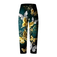 Ženske Ležerne duge hlače širokog kroja s modnim printom leptira, ravne hlače s elastičnim strukom i džepovima,