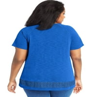 Ženska majica od raglana Plus size A-List s čipkastim umetkom na vrhu