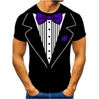Povremeni vrhovi za muškarce- Leisure Top pulover kratki rukavi 3D digitalni tiskarski vrat vitke smiješne majice