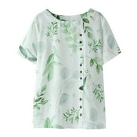 MVeomtd vrhovi za žene kratke rukave Ljetni moda ležerna trendovska tiskana majica košulja gumb majice dame bluze