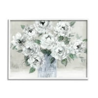 Stupell Industries Tradicionalno bijeli cvjetni buket Slikanje bijelog uokvirenog umjetničkog tiskana zidna umjetnost,