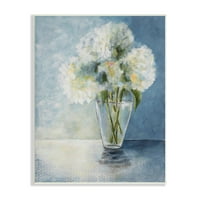 Stupell Industries White Hydrangeas Bouquet Glass Tabletop Vaze Ilustracija Slikarske slike Umjetnička umjetnička