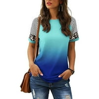 Ženske Ombre majice kratkih rukava ljetne Ležerne bluze s okruglim vratom labavog kroja lagane mekane udobne majice