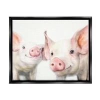 Stupell Industries u paru svinja ružičasta njuška Slatka farmi životinje slikaju mlaz crni plutajući uokvireni