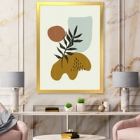 DesignArt 'Sažetak oblika s botaničkim minimalističkim listom II' Moderni uokvireni umjetnički tisak