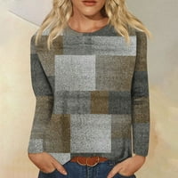 Ženski modni ležerni pulover s dugim rukavima s okruglim vratom s printom, Gornja Bluza