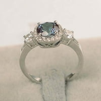 Alexandrit vjenčani prsten za promjenu boje draguljastog prstena Stažni prijedlog prstena, srebrni Alexandrite