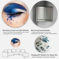 DesignArt 'Zatvorena ženska oči s plavom fantazijom make up' Modern Circle Metal Wall Art - Disk od 23 godine