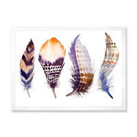 DesignArt 'Purple Boho Art Feathers' Boemian & Eclectic Framed Art Print