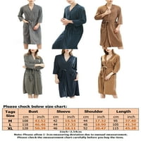 Ženske široke spavaćice za slobodno vrijeme, Noćna odjeća, ogrtač na vezanje, lagana pidžama s rukavima i džepovima