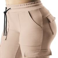 Ženske široke hlače visokog struka, ženske teretne hlače za slobodno vrijeme, ljetne uske Ležerne hlače s elastičnim