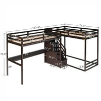 Dvostruki krevet na kat i krevet u potkrovlju s ugrađenim srednjim stubištem i stolom, Espresso