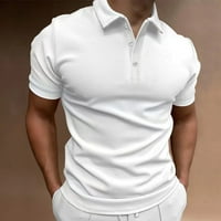 Muške košulje s ovratnikom kratkih rukava majice mišića fitness bodybuilding majica bijela xl