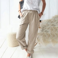 Ženske teretne hlače visokog struka, ženske jednobojne slatke hlače, Ležerne široke hlače s elastičnim strukom,