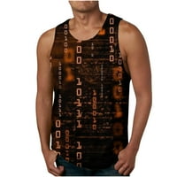 Majica Bez rukava za muškarce digitalni 3-inčni ispis širokog kroja, Majica Bez rukava s okruglim vratom, ljetna