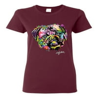 Šarena Rainbow Slatka pug životinja ljubavnica Ženska grafička majica, svijetloplava, velika