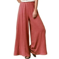 Hlače za žene Ljetne velike veličine labava čvrsta boja ležerna labava široka noga s džepovima hlače