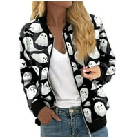 HHEI_K Predimenzionirana jakni za trenirke za žene lagane zip up u up -up obrezanim modnim printom Outlower casual