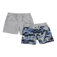 Freestyle Boys 4- Camo & Solid Pull On Fleece Shorts, 2-Pack