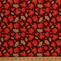 Pamuk sezonsko jesensko lišće bundeve Dan zahvalnosti višebojna pamučna tkanina s printom, Bordo