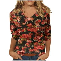 Ljetne majice s rukavima za žene, modne Ležerne majice s cvjetnim printom i čipkastim krojem s izrezom u obliku