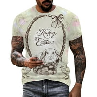 Muška uskrsna modna ležerna atraktivna majica s digitalnim printom od 3 inča s okruglim vratom i kratkim rukavima