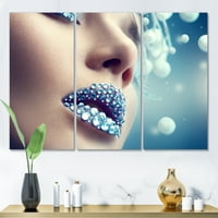 Dizajnirati 'izbliza dragulja na ženskim usnama' Modern Canvas Wall Art Print