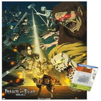 Napad na Titane: ključni vizualni poster sezone na zidu s gumbima, 14.725 22.375