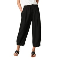 Teretne hlače za žene, elegantne Ležerne jednobojne hlače s elastičnim strukom, ravne ošišane hlače visokog struka
