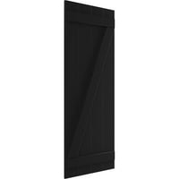 Ekena Millwork 1 2 W 58 H TRUE FIT PVC Four Board Pridružena ploča-n-batten roleta W Z-Bar, Black