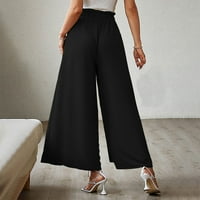 Ženske hlače na rasprodaji modne ženske ljetne Ležerne široke hlače s mašnom visokog struka Nabrane široke jednobojne