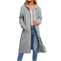 Ženski zimski kaput, ženski kaput, široki dugi kardigan s patentnim zatvaračem, Ženska majica s kapuljačom, dugi
