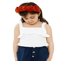 Majica Bez rukava i kratke hlače za djevojčice u donjem rublju, 2-dijelni Casual set odjeće, veličine 4 i plus