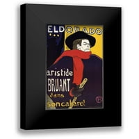 Toulouse-Lautrec, Henri Black uokvirena suvremena muzejska umjetnička gravura pod nazivom El Dorado Aristide Bruant
