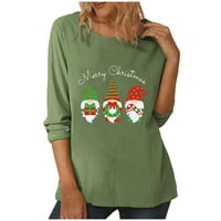 Modna Božićna Ženska majica s okruglim vratom s dugim rukavima široka tiskana bluza vrhovi od 96 do 44866602