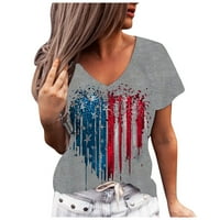 4. srpnja vrhovi za žene Patriotske košulje s kratkim rukavima okrugli vrat Ljetni proljetni vrhovi seksi bluze