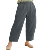 Ljetne ženske pamučne lanene hlače, ženske široke Ležerne gaće velike veličine