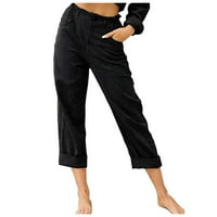 Riforla žene hlače ženske hlače leđa hlače elastični struk lanene hlače ležerne hlače s džepnim ženskim casual