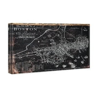 Karte avenije i zastave Runway Avenue Wall Art Canvas Otisci 'Town of Boston Map 1722' Karte gradova u američkim