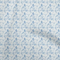 Jednobojna pamučna svilena tkanina srednje plave boje ostavlja materijal za šivanje s tiskanom tkaninom širine