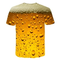 majice s printom od 3 inča za muškarce, smiješna majica s pivom s grafikom od 3 inča, okrugli vrat, Kratki rukav,