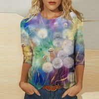 Rukav tinejdžeri ženski modni tiskani labavi majica rukava bluza bluza casual vrhovi