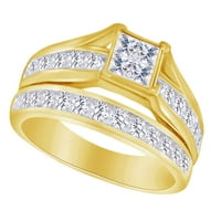 Vjenčani prsten od 10k bijelog prirodnog dijamanta okruglog reza princeza u žutom zlatu, veličina prstena-5