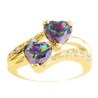 Mnjin Ženski jedinstveni dvostruko srce Rainbow Rainbow vječni zaručnički prsten Djevojke